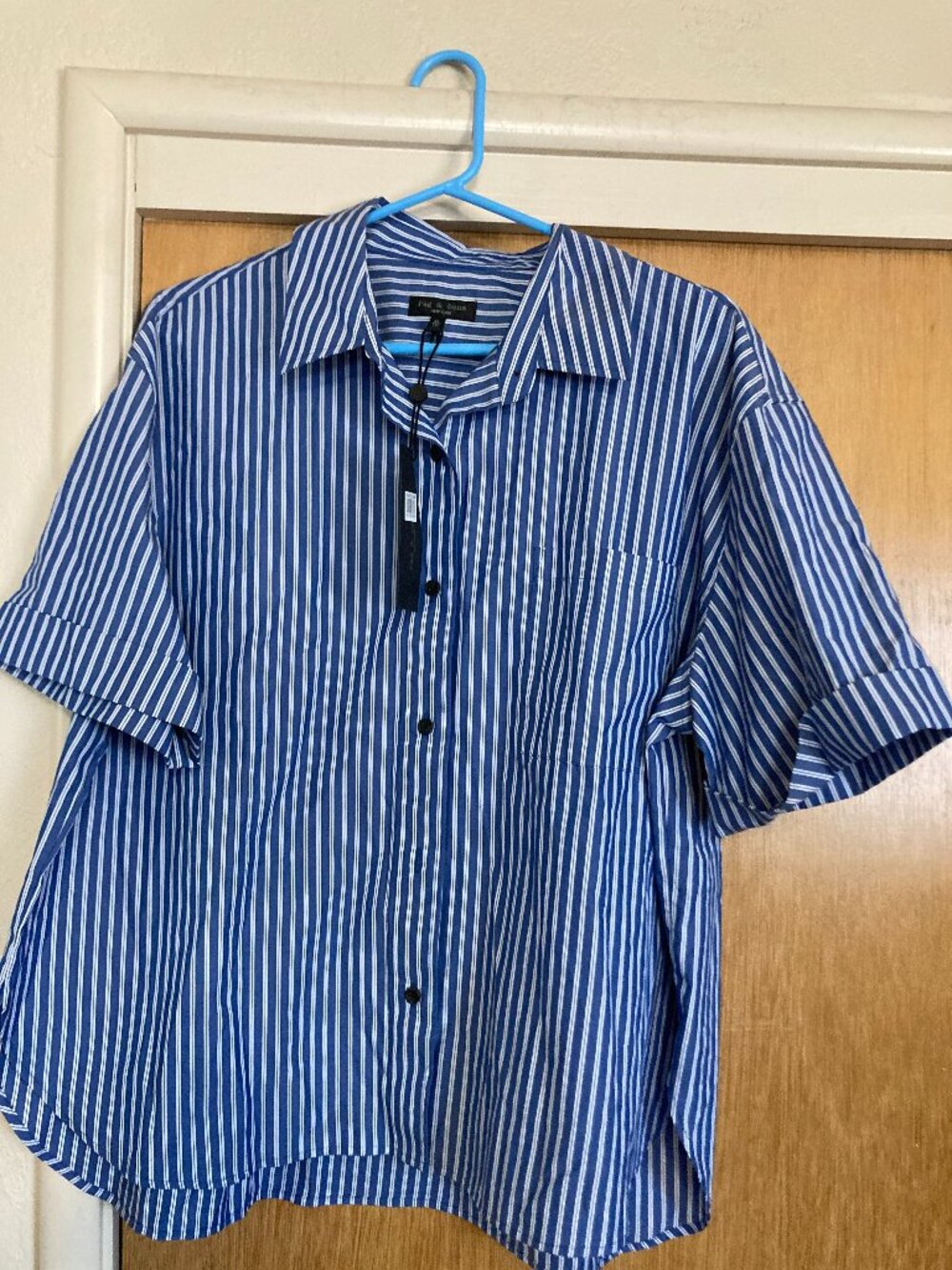 Blue and white striped Rag & Bone oversized shirt